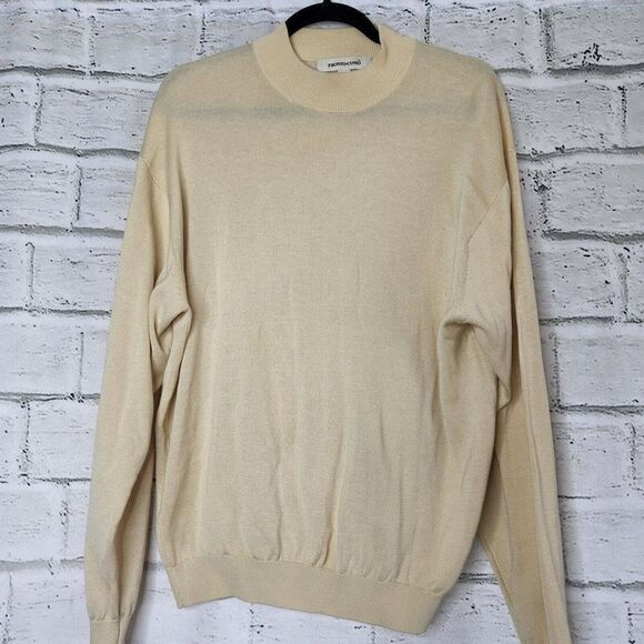 PRONTO UOMO Jumper Men's Medium Silk Blend Knitted Crew Neck Pullover Beige - Picture 1 of 11